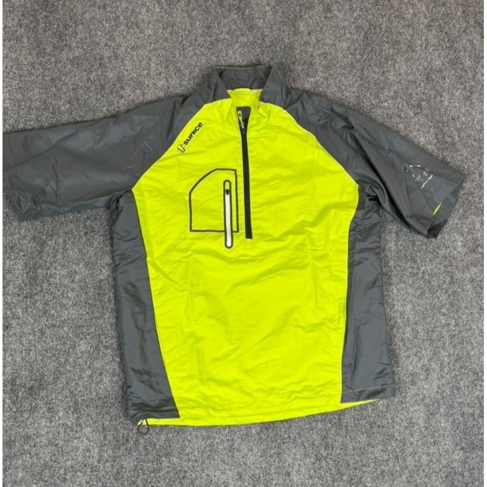 Sunice Sport Gray Neon Yellow short Sleeve Golf Windbreaker 100% PolyesterSize M